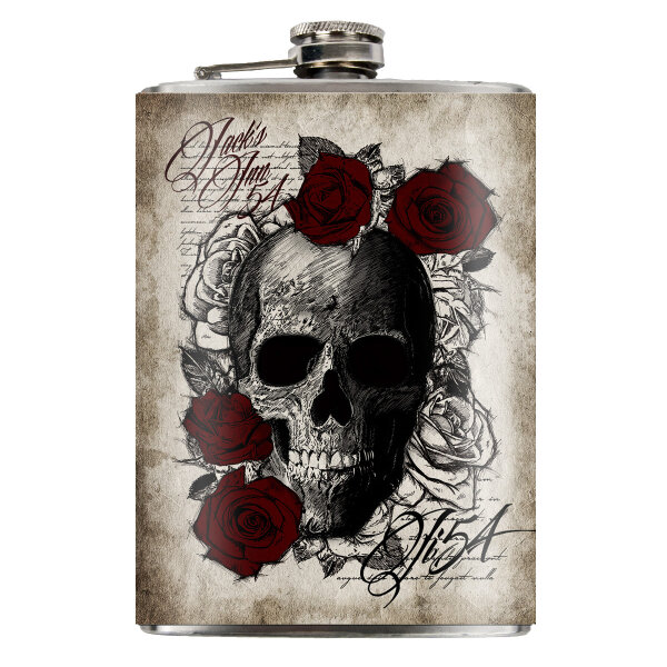 Jacks Inn 54 Skulln Roses Flask