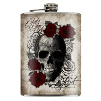 Jacks Inn 54 Skulln Roses Flask