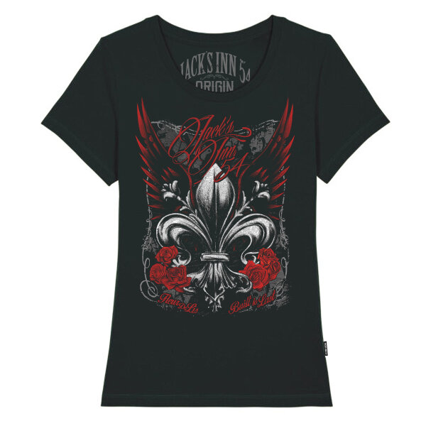 Jacks Inn 54 Fleur de Lis Girlie Shirt schwarz