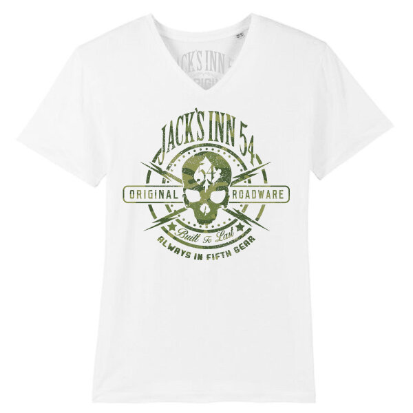 Jacks Inn 54 Camouflage V-Neck T-Shirt weiß